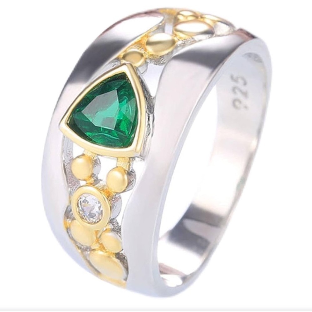 Emerald Green / Gemstone / Statement / Ring / Sil… - image 6